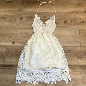 White Sequence Knit Halter Dress - In New Condition